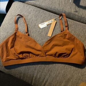SKIMS Fits Everybody Triangle Bralette Women 2X Bronze Seamless Comfort